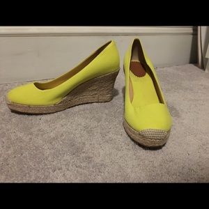 J. Crew neon wedge heels - size 10